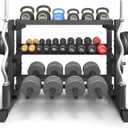 3-Tier Dumbbell Rack, 1200LB Capacity Adjustable Weight Rack for Home Gym, Heavy-Duty Weight Stand for Dumbbells Kettlebells & Weight Plates(Rack Only)