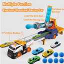 Dwi Dowellin Truck Toys for Kids, 28" Large Car Toys Include 4 Race Cars+6 Soft Foam Balls, with Light & Sounds, Eejection&Shooting Transport Trucks Toy, Gifts for Boys Girls 3 4 5 6 7 8+ Year Old