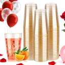 Goodluck 14 oz 50 PCS Gold Glitter Plastic Cups, Disposable Glitter Cups, Elegant Plastic Cocktail Glasses, Fancy Party Cups for Wedding, Birthday, Holiday