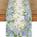 Artoid Mode Hydrangea Wildflowers Flower 210 GSM Summer Table Runner, Seasonal Spring Kitchen Dining Table Decoration for Home Party Decor 13x90 Inch