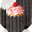 200 Count Cupcake Liners Baking Cup Flared Grease-proof Coated Paper Wave Muffin Wrappers Standard Cupcake Cups for Party, Wedding, Birthday, Christmas (Brown)