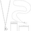 A-Z Letter Corrugate Stainless Steel Chain Lanyards for ID Badges Holder Keys Teacher Nurse Cruise Women Gifts with 2 Pieces ID Card Badge Holder