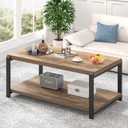 EXCEFUR Modern Coffee Table, Rustic Wood and Metal Center Table for Living Room, Industrial Rectangle Cocktail Tea Table with Storage, Oak, 42 inch