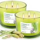 Set of 2 Green Glass Jars Citronella Oil Candles 14oz Smokeless & Outdoor Candles Perfect for Courtyards, Backyards, Camping, Picnics, and Garden.