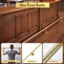 Moxweyeni 6 ft Gold Bar Foot Rails Kit Brass Staircase Handrail for Shelves Pipe Handrail with Mount Hardware and Tubing Bar Rest Brackets for Indoor Outdoor Office Restaurant Kitchen Island
