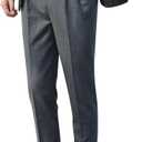 SNOLY Men's Winter Retro Woolen Gurkha Pant Straight Flat Front Chino High Waist Tapered Leg Rolled Pants,Two Styles (Large, 1#grey)