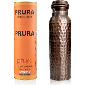Feather Printed Copper Water Bottle Leak Proof Ayurvedic Drinkware Copper Vessel for Sports, Gym, Outdoors, Yoga, Kitchen (32.1 Ounces, Design 23)
