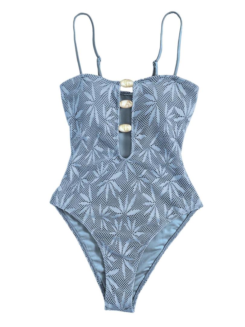 SOLY HUX Women's One Piece Swimsuit Cutout Bathing Suits High Cut Swimwear Vacation Cruise Wear, Size L