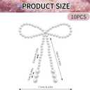 10 Pcs Pearl Bow Cake Toppers, 4.3x3.9 Inches White Pearl Beaded Cake Decorations, Large and Small Pearls, Elegant Cupcake Toppers for Weddings, Birthday, Valentines Day and Baby Shower Party Supplies