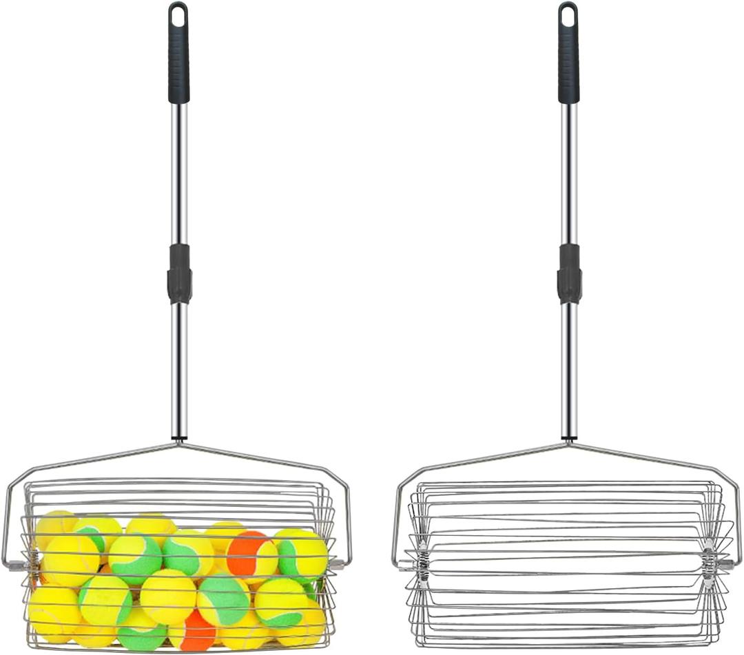 Portable Tennis Ball Picker Upper, Retractable Stainless Steel Collector Multifunction Retriever for Tennis Ball Pick Up, No Bending Needed