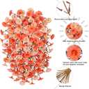 Ivydale Artificial Faux Mums Fall Flowers for Outdoor Outside Decoration, 2 PCS Fake Hanging Flowers Silk Morning Glory Plants with Eucalyptus for Home Garden Decor (Fall Orange+Light Orange)