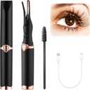 Heated Eyelash Curler, Mini Electric Eyelash Curler, Portable Makeup Electric Eyelash Curling, USB Rechargeable Finalize Eyelash Tool Beauty Tools for Women (Black)