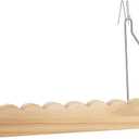 1 Pack Fabric Wall Cubicle Shelf with Hooks 11.8" Wooden Scalloped Organizer Storage Shelf with Hangers Cubicle Accessories for Women Office Wall Desk Bedroom Decor (Natural Wood)