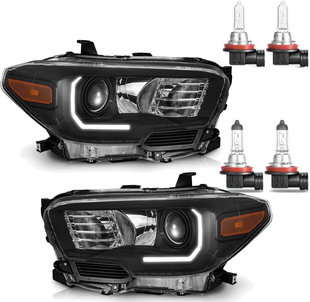 Headlights for 2016-2022 Toyota Tacoma models (Fits models with factory LED DRL Only) (Bulbs included)