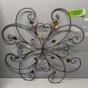 KUWIVO Lechesis 24" Metal Flower Scroll Wall Art Decor Sculptures with Rust Leaf for Living Room Bedroom
