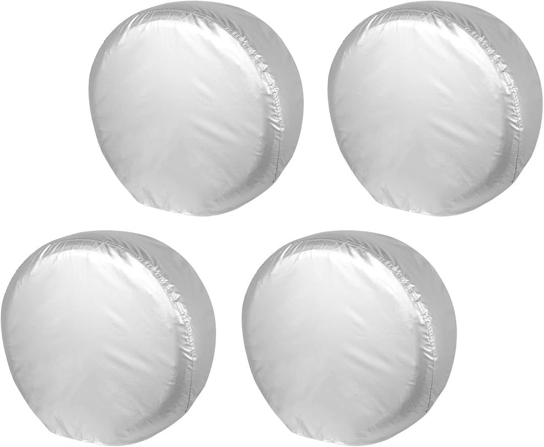 Explore Land Weatherproof Tire Covers 4 Pack Alumium Wheel Protector for Truck, SUV, Trailer, Camper, RV,S (Fits Diameter 23"-25.75") Silver, Set of 4