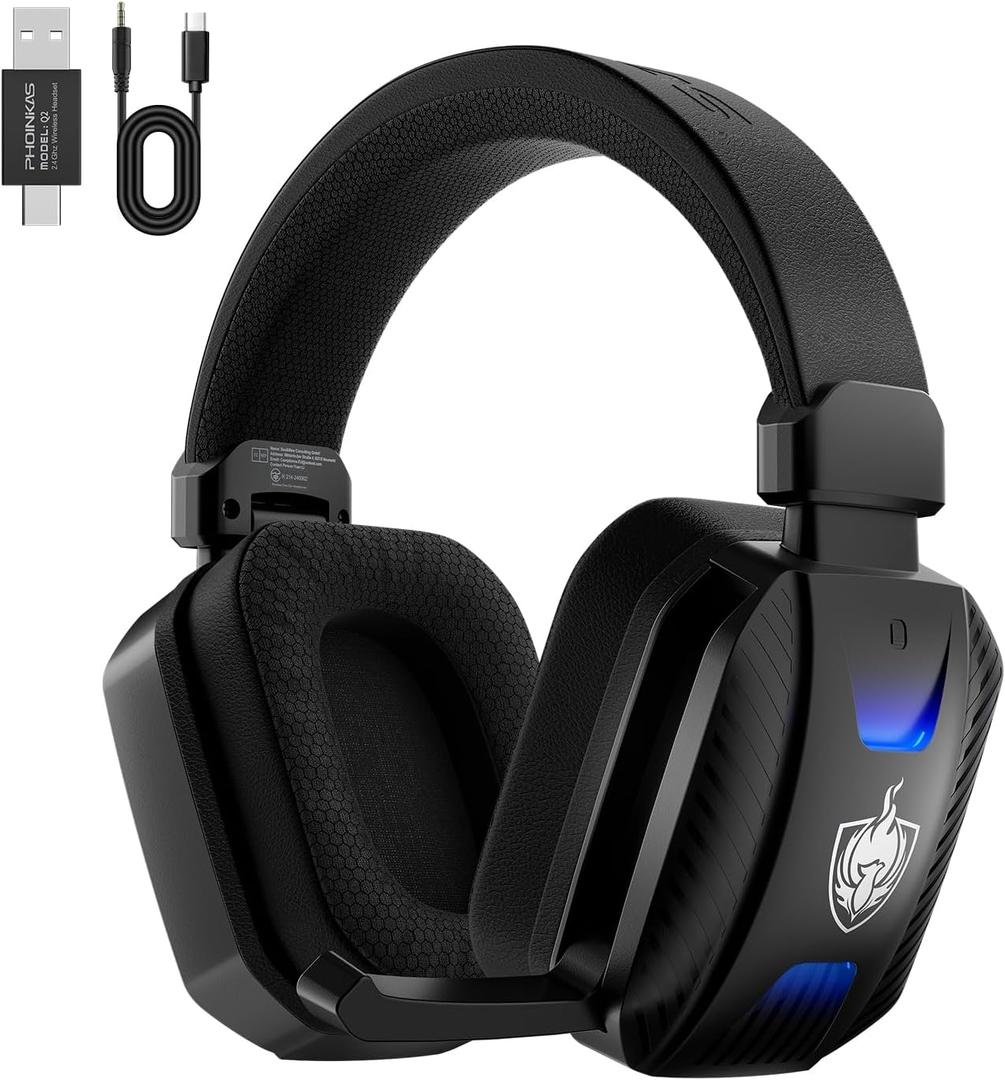 Wireless Gaming Headset for PS5, PS4, PC, Switch, 2.4GHz USB & Type-C, Bluetooth 5.3 Gamer Headphones with Mic, 7.1 Surround Sound, 30+Hr Battery, for Phone/Laptop/Tablet/Mac /Switch/Xbox (Black)