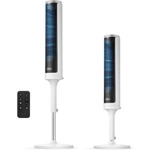 LEVOIT Tower Fan for Bedroom, Standing Fan with 36-47 Adjustable Height, 90 Oscillating Room Fan, 28dB Quiet for Sleep, 23 ft/s Velocity, 5 Speeds 4 Modes, 12H Timer, Remoter, for Home, White
