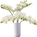 ATFL 6 Pack Ivory Orchid Artificial Flowers Real Touch, 23'' Artificial Fake Faux Silk Orchid Stem Bouquets for Wedding Party Home Garden Decor,Orquideas Artificiales para Decora (6, Ivory)