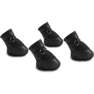 Petanims Dog Shoes for Small Dogs, Double Binding Straps Puppy Boots & Paw Protectors for Summer Hot Pavement, Winter Snow Dog Booties with Anti-Slip Rubber Soles for Beach Hardwood Floor Black Size 2