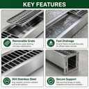 304 Stainless Steel Channel Drain Kit, 39.4 Inch Trench Drain System