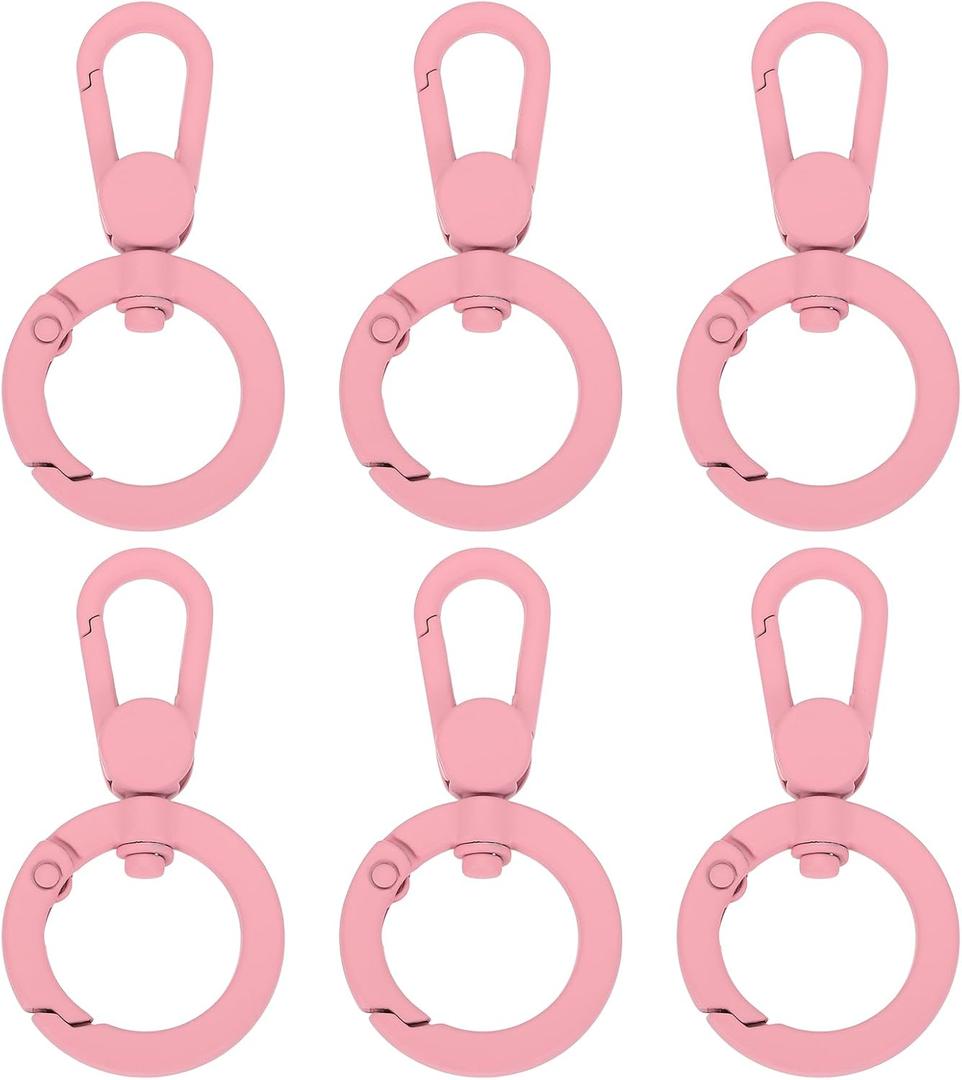 Uxcell 6Pcs Swivel Clasp Clip, Metal Spring Snap Hooks Keychain Key Ring Double Opening Lobster Claw Clasp Zinc Alloy Purse Clips for Jewelry Crafts Lanyard Making, Light Pink