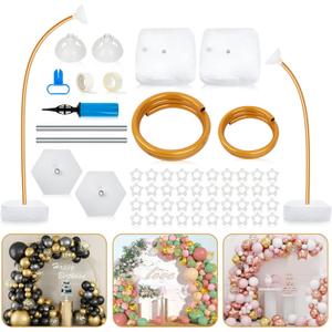 Balloon Arch Kit, Adjustable Balloon Arch Stand:Reusable Party Balloon Arch Frame Garden Arbors with Base - for Wedding Baby Shower Birthday Kids Party Supplies Decorations (Gold)