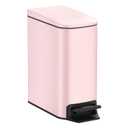 TIPGO Slim Bathroom Trash Can with Lid Soft Close, 6 Liter / 1.6 Gallon Stainless Steel Garbage with Removable Inner Bucket, Small Trash Bins for Bedroom, Office (Pink)