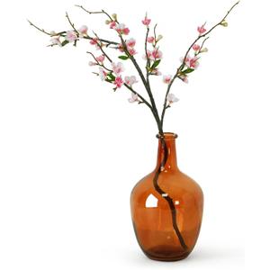 Clear Glass Vase Tall Farmhouse Vase for Branches Glass Vases for Centerpieces in Home Decoration (S-Amber)