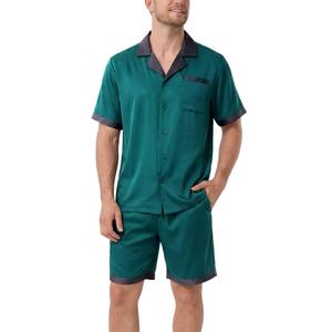 DAVID ARCHY Men's Satin Pajama Set Soft Summer Loungewear (M, Green) (M)
