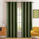 MIULEE Blackout Room Darkening Curtains Thermal Insulated Black Out Drapes Solid Window Treatment Grommet Light Blocking Curtain for Living Room Bedroom 2 Panels Set 52 x 84 inch Length Olive Green