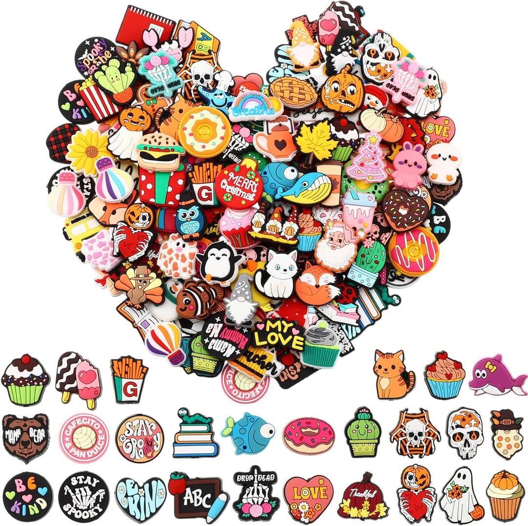 Humyoun 144 Pcs Silicone Focal Beads Cartoon Random Focal Beads Bulk for Pens Keychains Bracelet DIY Jewelry Making Craft Supplies Party Favor
