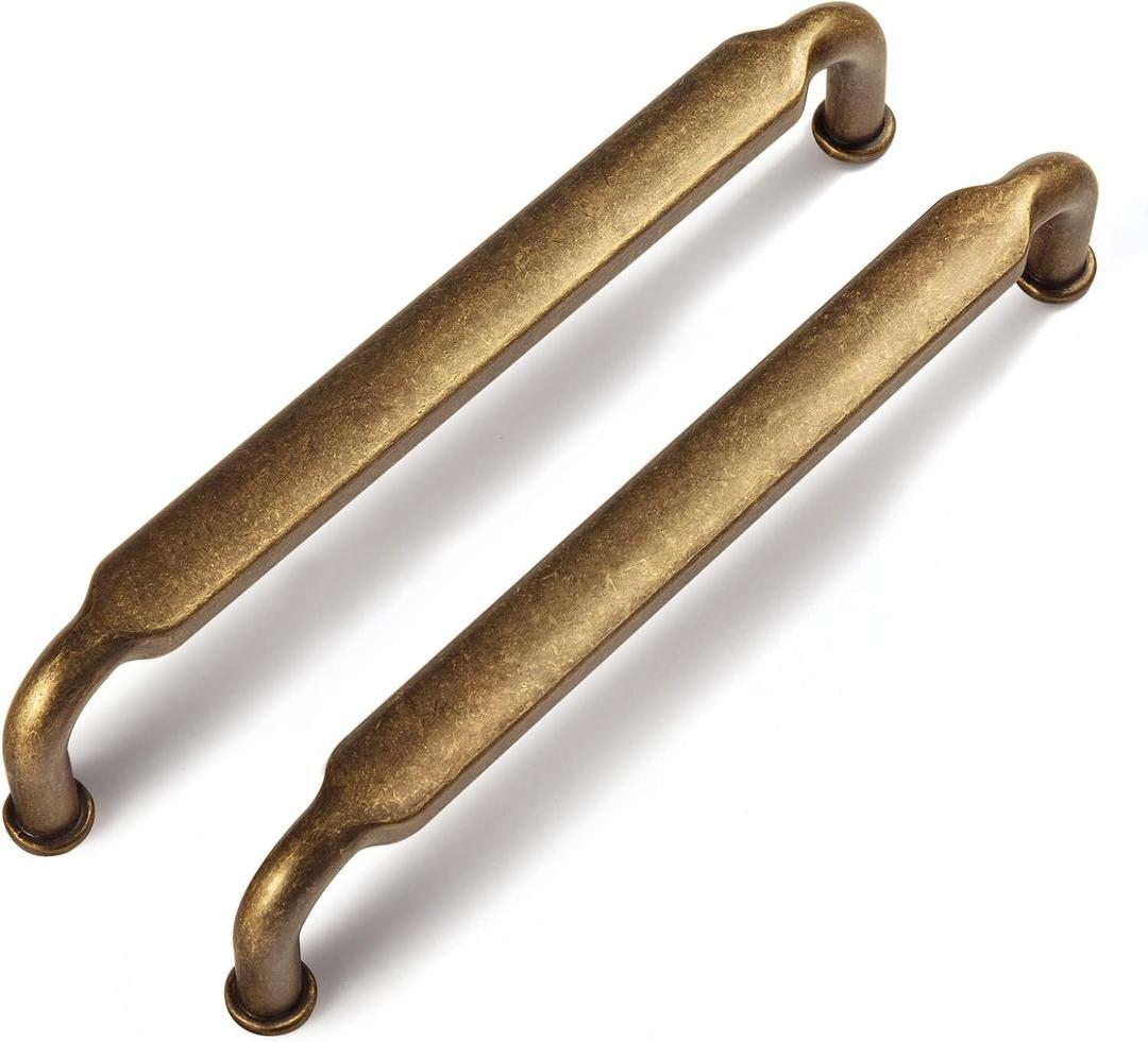 Goo-Ki 5 Inch Hole Center Antique Brass Cabinet Pulls Zinc Alloy Kitchen Drawer Pulls, 6 Pack Vintage/Retro Brass Cabinet Handles Solid Hardware for Furniture