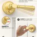 Amerdeco 1 Pack Brushed Gold Privacy Door Handles, Gold Interior Door Knobs,Heavy Duty Door Lever for Bedroom and Bathroom, Reversible Keyless for Right & Left Side AM0034