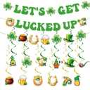 St. Patricks Day Party Decorations Include LET’S GET LUCKED UP Banners Hanging Swirls Leprechaun Shamrock Lucky Leaf Clover Irish St Theme Decor Supplies