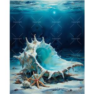 Ocean Life Paint by Numbers Kit for Adults - DIY Sea Shell and Starfish Painting on Canvas, Acrylic Paint Set, Suitable for Beginners, Marine Art for Home Decoration or Gifts(8X12IN Framed)