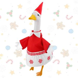 Christmas Women Elf Costume Goose Outfit Porch Goose Clothes for 23'' Cement Statue Cute Costume Outdoor Lawn Yard Patio Decor