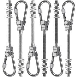 SELEWARE 6Pcs Heavy Duty Swing Hangers, 1500LB Capacity Stainless Steel Swing Set Hooks for Wood/Steel Beam, 7" x M2/5" Porch Swing Hardware for Playground Swing Hammock Chair Yoga Swing Punching Bag