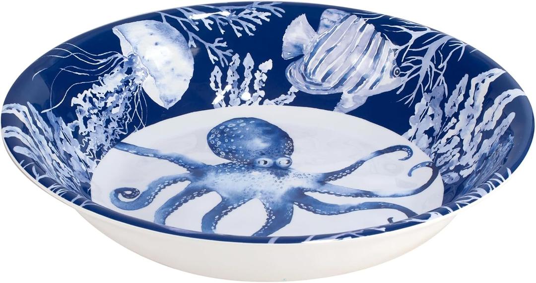 Certified International Sea Life Melamine Large Serving Bowl, 13.75-inch Length