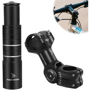 HAQQI Bike Stem Riser & Adjustable MTB Stem, 31.8mm Bike Stem Adjustable ±60 Degree, Aluminum Bicycle Handlebar Riser, Universal Bike Stem Riser Extender for MTB/ Road/ BMX/ E-Bikes