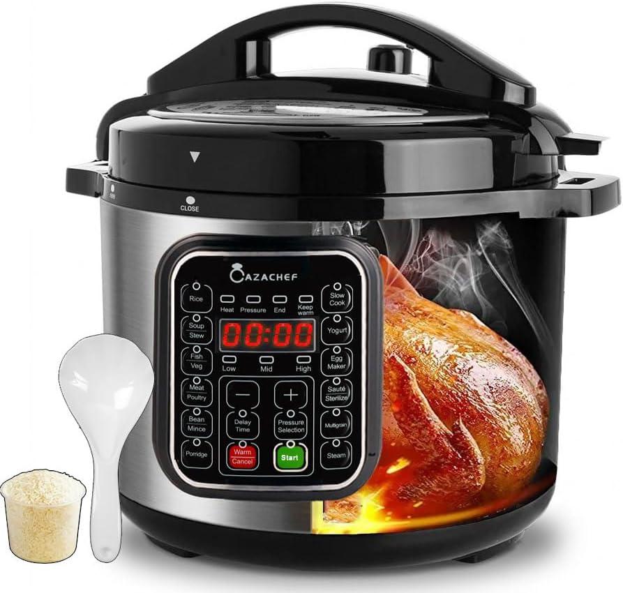 8qt stainless steel Pressure Cooker | 24-hour Presetting electric rice cooker, 14 in 1 slow cooker with temperature control | LED Multifunction Steamer, Food Warmer with nonstick pot