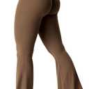 YEOREO Kalie Flare Scrunch Leggings for Women V Cross Waist Bell Bottom Yoga Pants Tummy Control Bootcut Workout Leggings (Large, Brown)