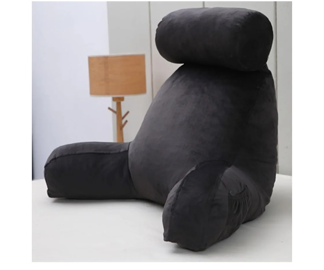 OAISZ Reading Pillow for Sitting in Bed Adult, Reading Pillow with Shredded Memory Foam (Black, Extra Large 25" H)