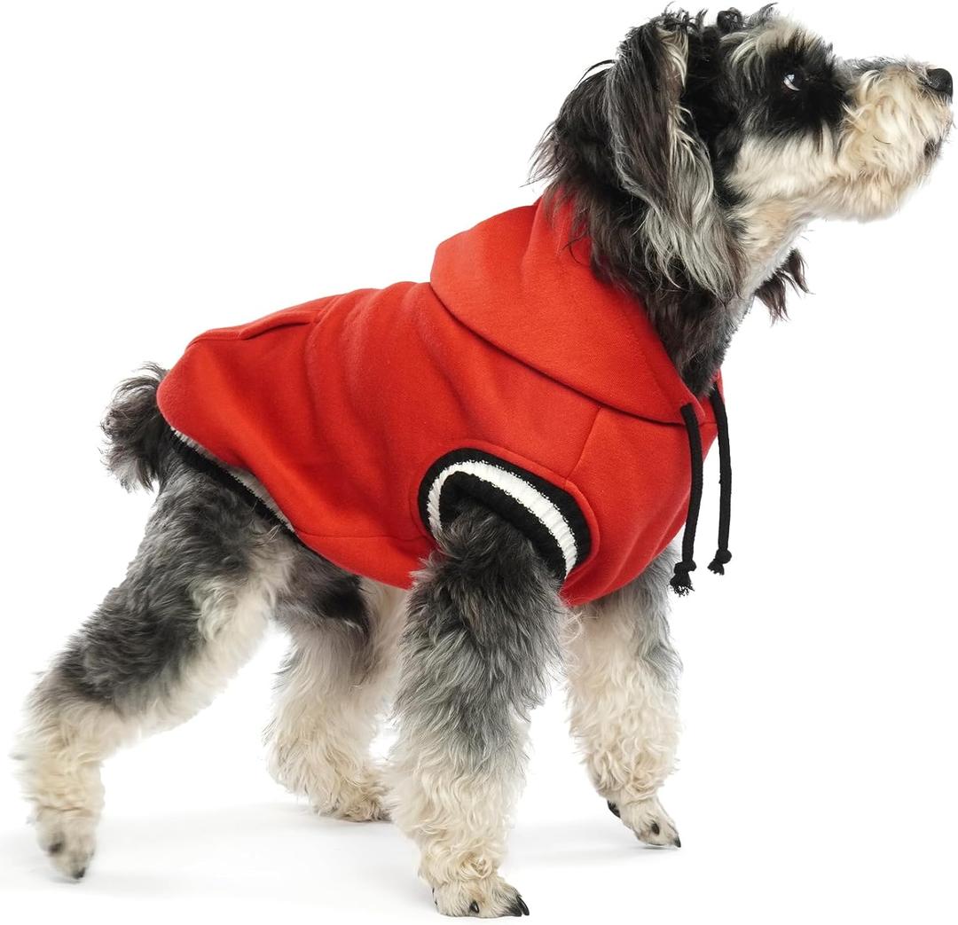 FUAMEY Dog Hoodie, Winter Dog Fleece Sweaters Pet Warm Sweatshirt with Pocket, Soft Warm Christmas Outfit Puppy Vest with Leash Hole for Small Medium Large Dogs Red XS (X-Small(chest:15.4in))