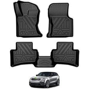 T TGBROS Floor Mats with TPE Custom Fit for 2017-2023 2024 Range Rover Velar Accessories All Weather Protection 2 Rows Floor Liners Set Non-Slip Black