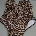 Milumia Women's Leopard Print One Piece Swimsuit Tummy Control Criss Cross Back Bathing Suits, L