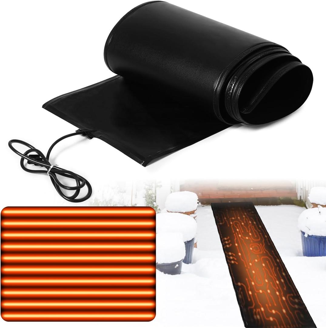 Baquler 1 Piece 13In x 5Ft Heated Snow Melting Mat for Roof, Driveways, and Walkways Waterproof, Anti-Slip, Energy Efficient, Outdoor Electric Snow Removal Mat,  5 ft
