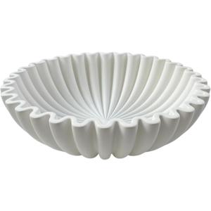 OAKOA Concrete Decorative Bowl - White Large Decorative Bowls for Home Decor - Coffee Table Bowl Decor - Scalloped Ruffle Centerpiece Bowl