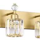 PRESDE Crystal 4 Bathroom Vanity Light Modern Gold Vanity Light Fixture Wall Lamp for Over Mirror Bedroom Hallway