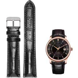 Quick Release Genuine Leather Watch Band Italian Alligator Grain Calfskin Genuine Leather 12 to 24mm Business Casual Universal Genuine Leather Watch Strap Replacement Band Strap Men Women (21mm, Black(Sliver Buckle))